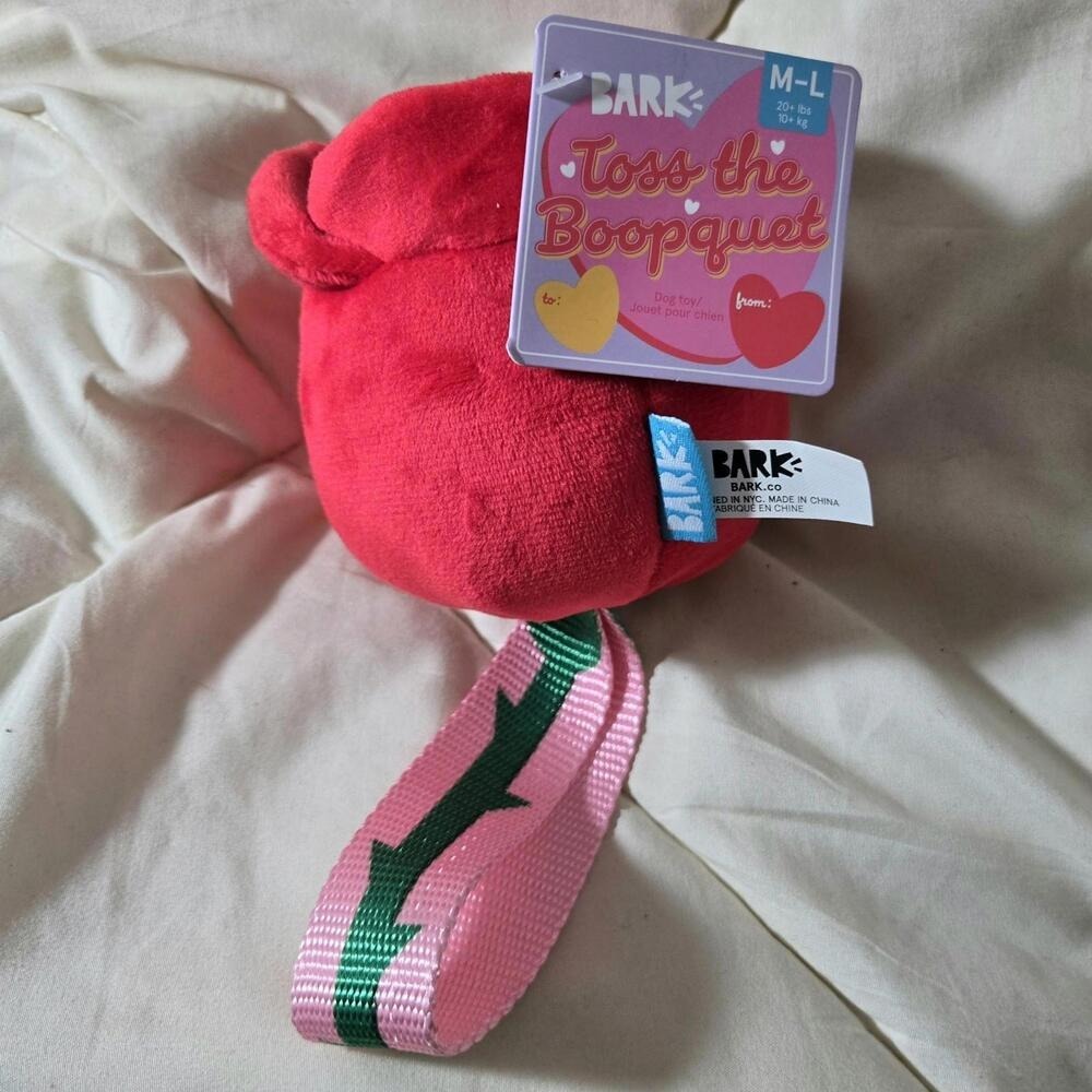 Bark Box Toss The Boopquet Bouquet Red Rose Flowers Plush M/L Dog Toy NWT